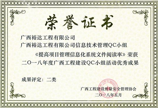 2018年度广西球王会电竞官方官网,球王会（中国）
建设QC小组活动优秀成果